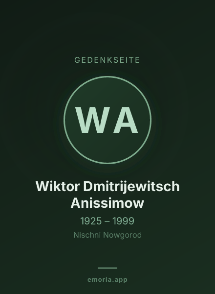 Gedenkportrait von Wiktor Dmitrijewitsch Anissimow