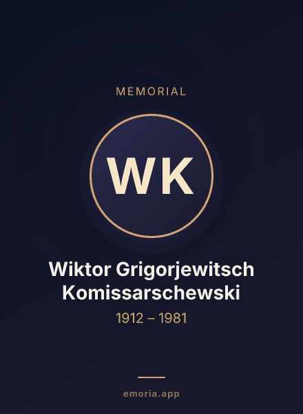 Memorial portrait of Wiktor Grigorjewitsch Komissarschewski