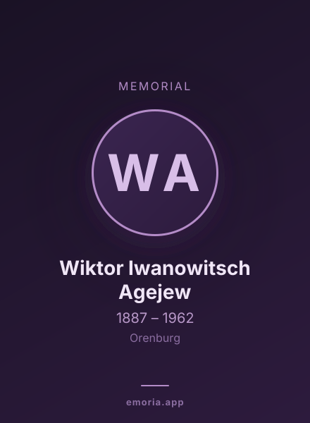 Memorial portrait of Wiktor Iwanowitsch Agejew