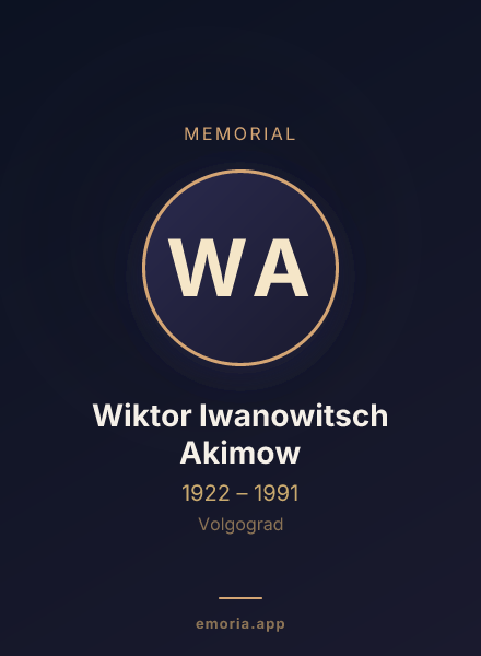 Memorial portrait of Wiktor Iwanowitsch Akimow