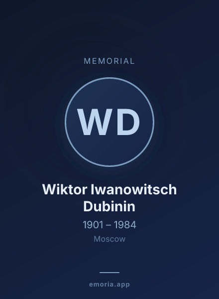 Memorial portrait of Wiktor Iwanowitsch Dubinin