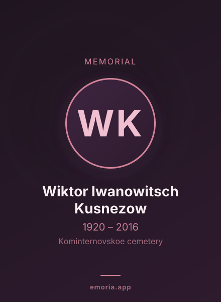 Memorial portrait of Wiktor Iwanowitsch Kusnezow