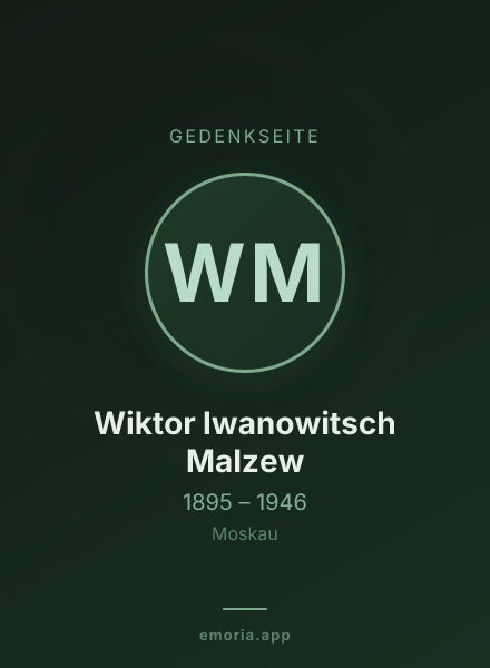 Gedenkportrait von Wiktor Iwanowitsch Malzew
