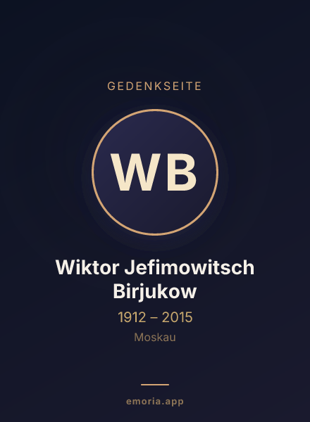 Gedenkportrait von Wiktor Jefimowitsch Birjukow
