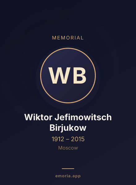 Memorial portrait of Wiktor Jefimowitsch Birjukow