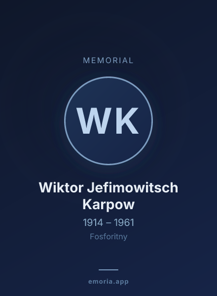 Memorial portrait of Wiktor Jefimowitsch Karpow