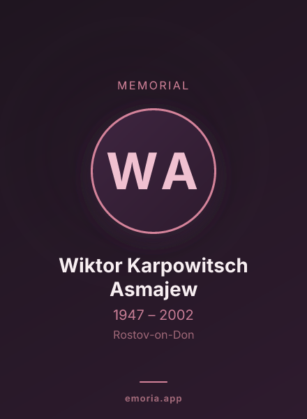 Memorial portrait of Wiktor Karpowitsch Asmajew