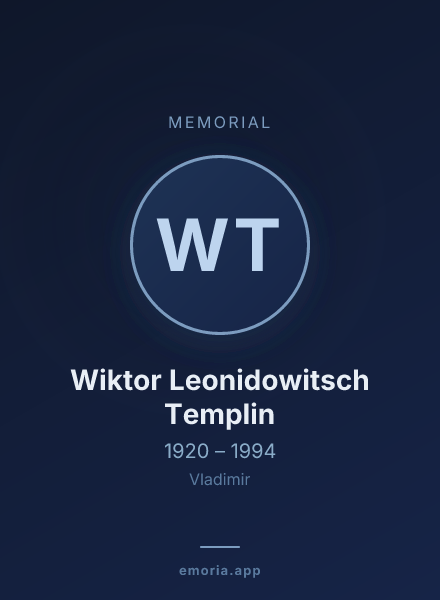 Memorial portrait of Wiktor Leonidowitsch Templin