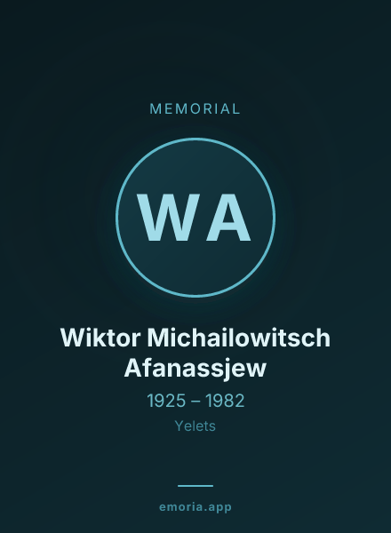 Memorial portrait of Wiktor Michailowitsch Afanassjew