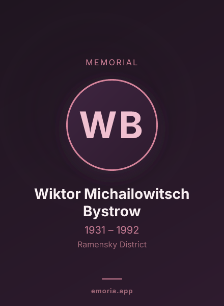 Memorial portrait of Wiktor Michailowitsch Bystrow