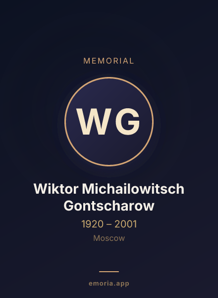 Memorial portrait of Wiktor Michailowitsch Gontscharow