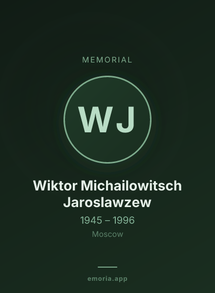 Memorial portrait of Wiktor Michailowitsch Jaroslawzew