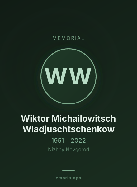 Memorial portrait of Wiktor Michailowitsch Wladjuschtschenkow