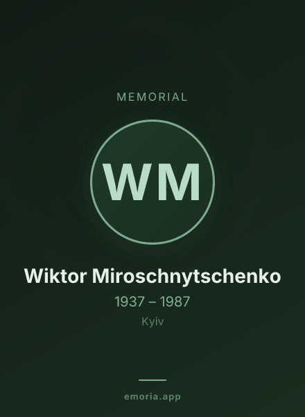 Memorial portrait of Wiktor Miroschnytschenko