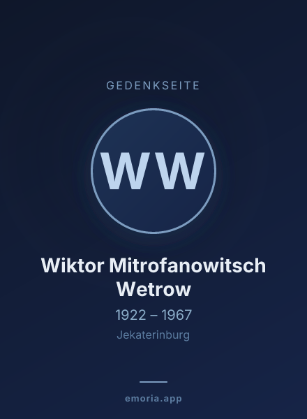 Gedenkportrait von Wiktor Mitrofanowitsch Wetrow