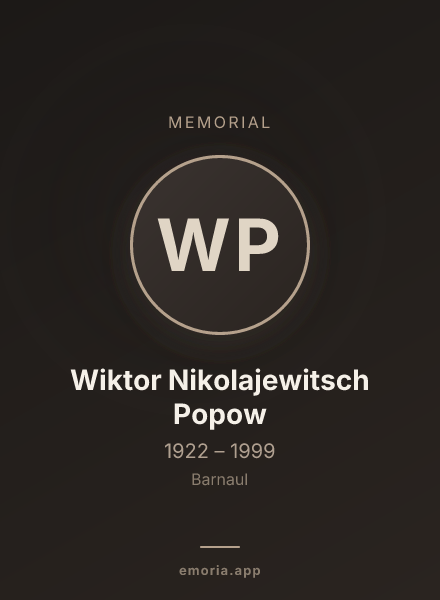 Memorial portrait of Wiktor Nikolajewitsch Popow