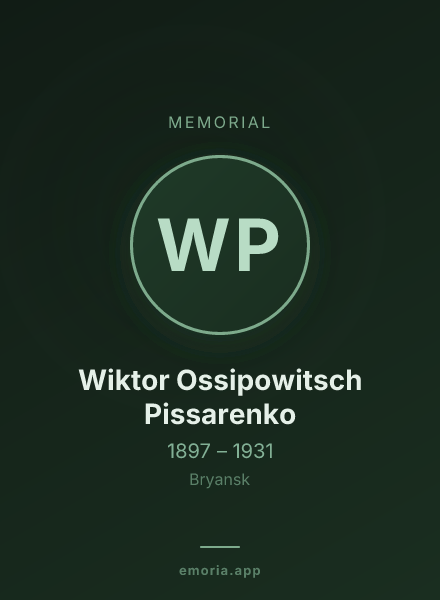 Memorial portrait of Wiktor Ossipowitsch Pissarenko