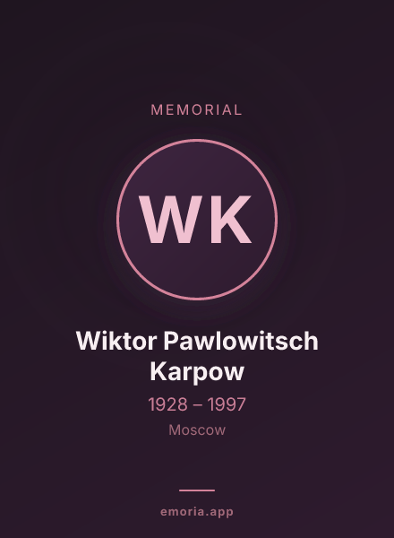 Memorial portrait of Wiktor Pawlowitsch Karpow