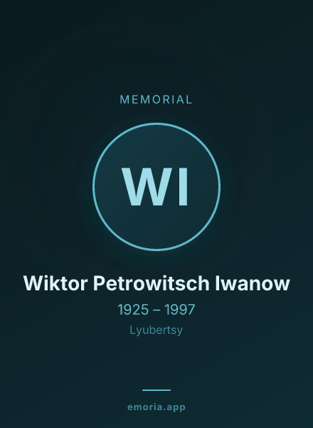 Memorial portrait of Wiktor Petrowitsch Iwanow
