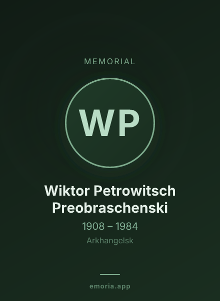 Memorial portrait of Wiktor Petrowitsch Preobraschenski