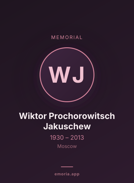 Memorial portrait of Wiktor Prochorowitsch Jakuschew