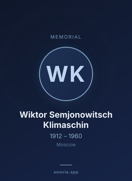 Memorial portrait of Wiktor Semjonowitsch Klimaschin