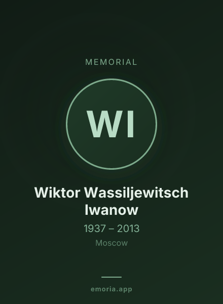 Memorial portrait of Wiktor Wassiljewitsch Iwanow