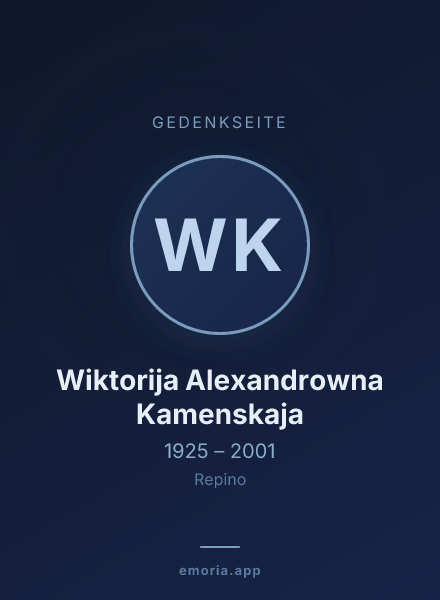Gedenkportrait von Wiktorija Alexandrowna Kamenskaja
