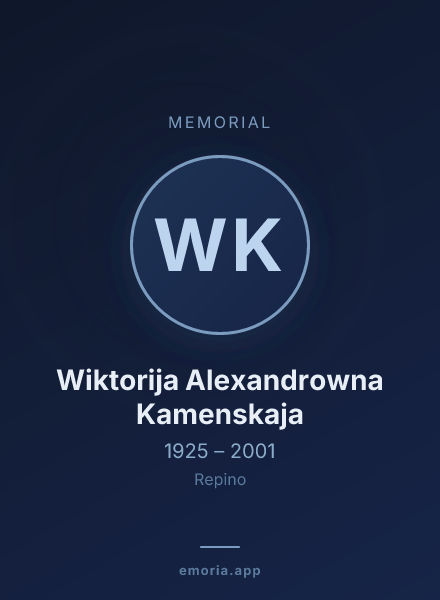Memorial portrait of Wiktorija Alexandrowna Kamenskaja