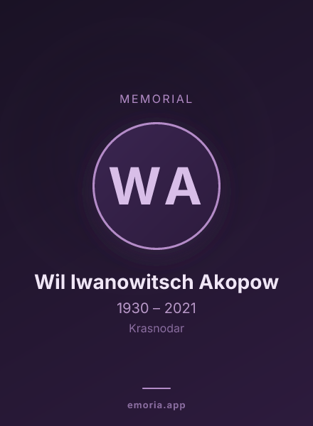 Memorial portrait of Wil Iwanowitsch Akopow