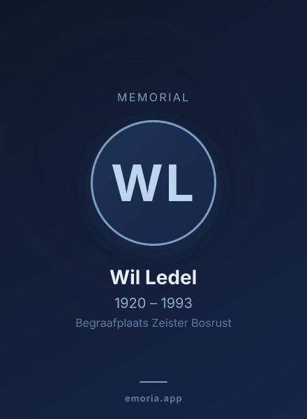 Memorial portrait of Wil Ledel
