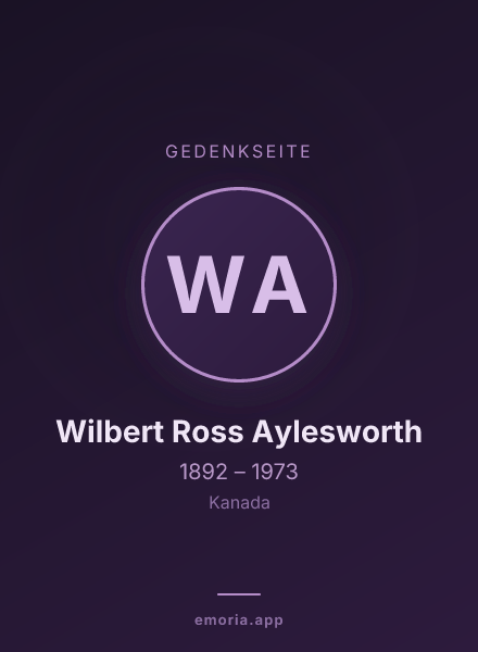Gedenkportrait von Wilbert Ross Aylesworth