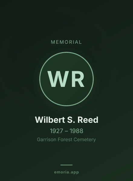 Memorial portrait of Wilbert S. Reed