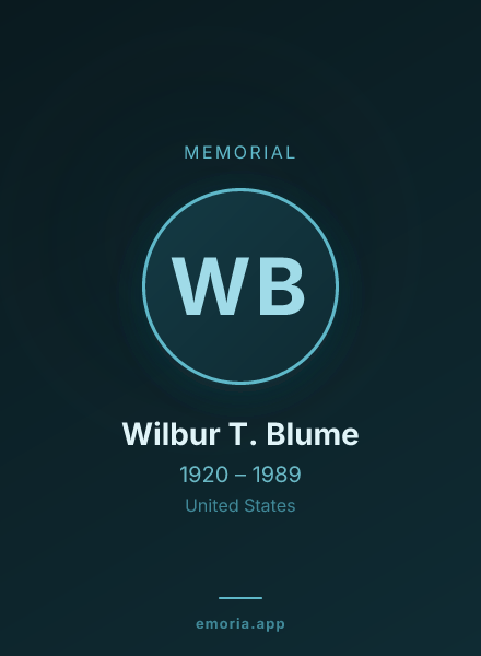 Memorial portrait of Wilbur T. Blume
