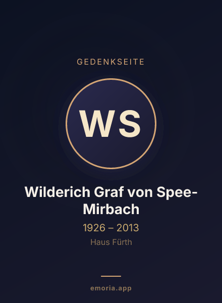 Gedenkportrait von Wilderich Graf von Spee-Mirbach