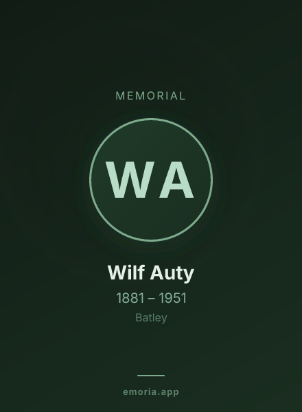 Memorial portrait of Wilf Auty