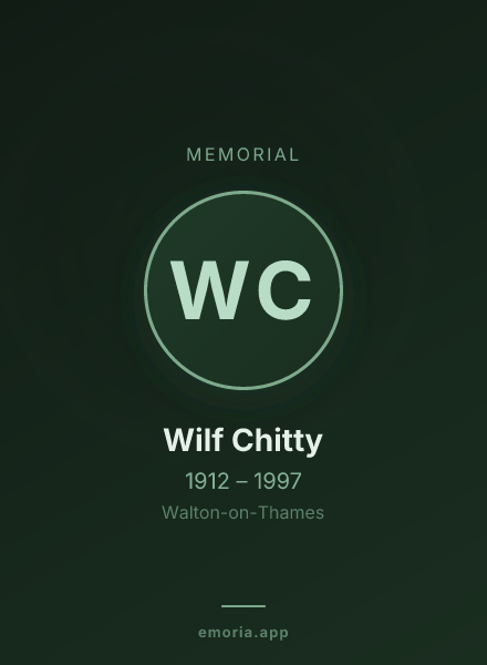 Memorial portrait of Wilf Chitty