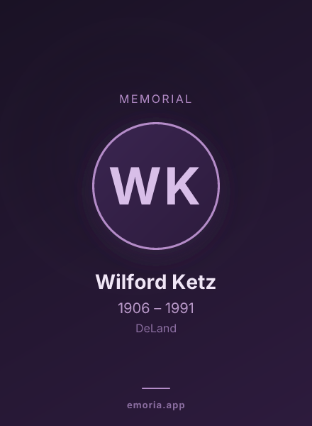 Memorial portrait of Wilford Ketz