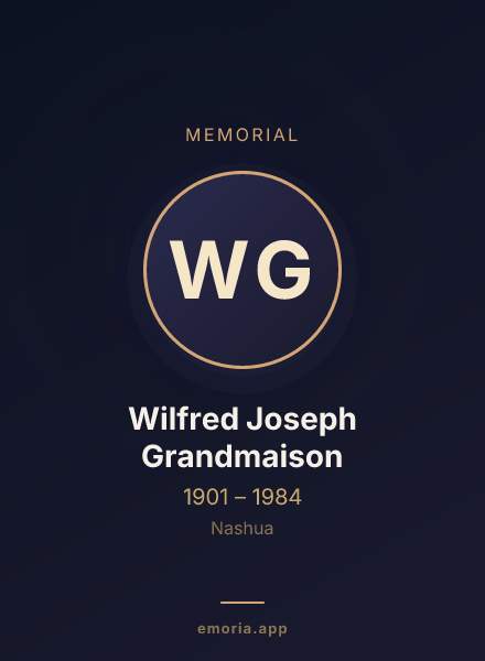 Memorial portrait of Wilfred Joseph Grandmaison
