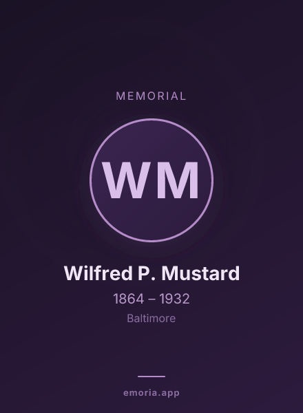 Memorial portrait of Wilfred P. Mustard