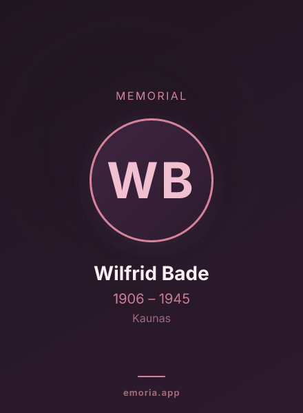 Memorial portrait of Wilfrid Bade