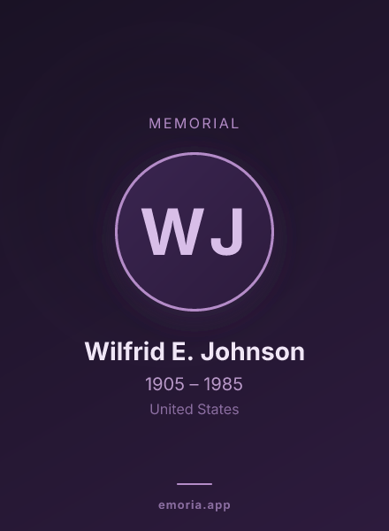 Memorial portrait of Wilfrid E. Johnson