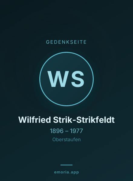 Gedenkportrait von Wilfried Strik-Strikfeldt