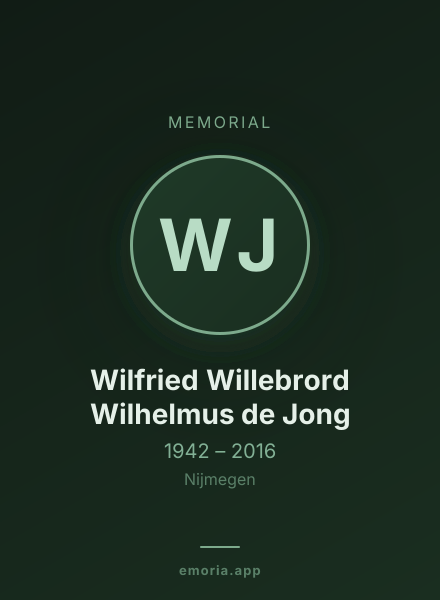 Memorial portrait of Wilfried Willebrord Wilhelmus de Jong