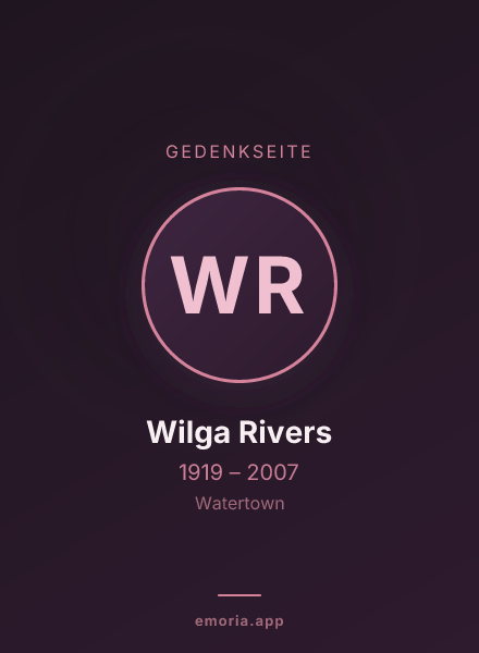 Gedenkportrait von Wilga Rivers