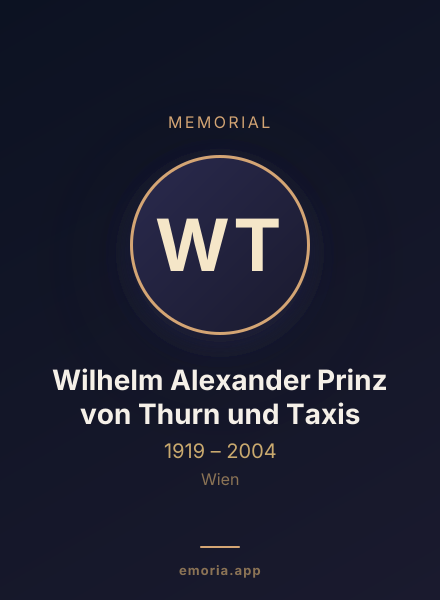 Memorial portrait of Wilhelm Alexander Prinz von Thurn und Taxis
