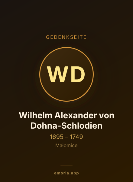 Gedenkportrait von Wilhelm Alexander von Dohna-Schlodien