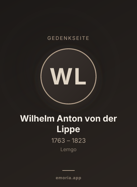 Gedenkportrait von Wilhelm Anton von der Lippe