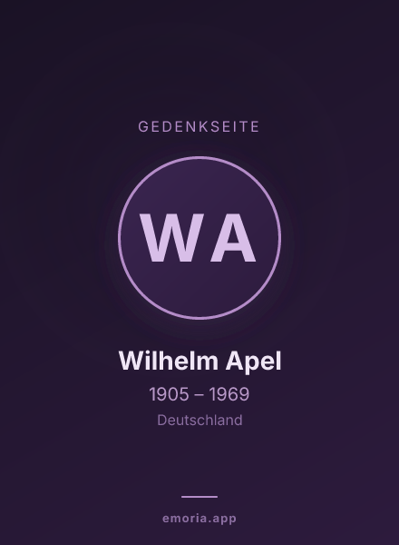 Gedenkportrait von Wilhelm Apel