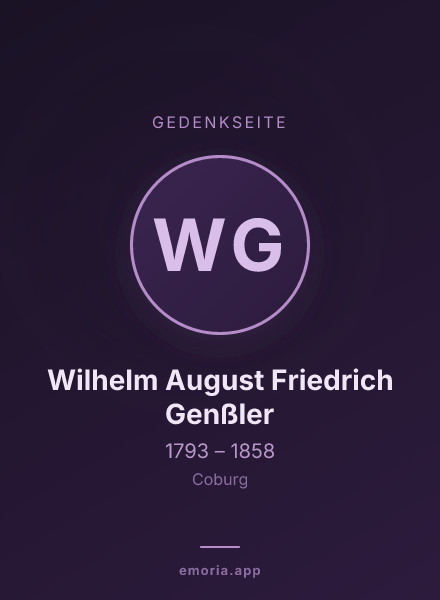 Gedenkportrait von Wilhelm August Friedrich Genßler